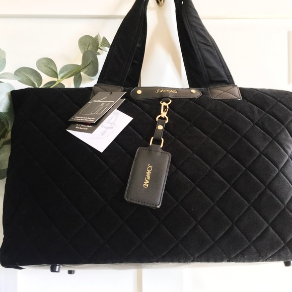 Joan & David Bags Nwt Joan David 2 Black Diamond Quilted Velvet Weekender Duffle Carry On